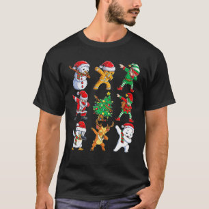 Dabbing Kerstman Elf Vrienden Kerst Boys Meisjes M T-shirt