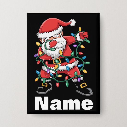 Dabbing Kerstman Grappig Gepersonaliseerd Kerstcad Button (Voorkant)