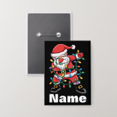 Dabbing Kerstman Grappig Gepersonaliseerd Kerstcad Button (Voorkant / Achterkant)