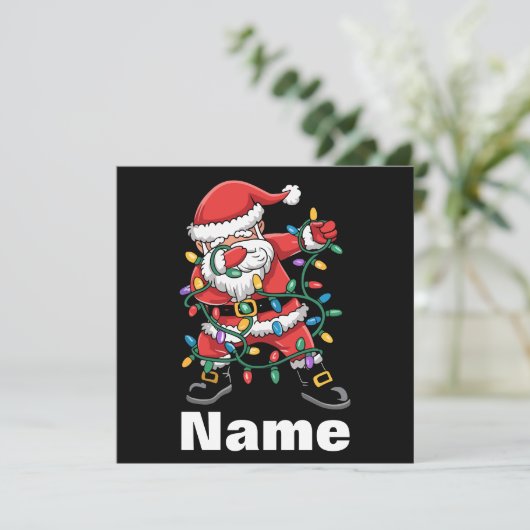 Dabbing Kerstman Grappig Gepersonaliseerd Kerstcad Feestdagenkaart (Staand voorkant)