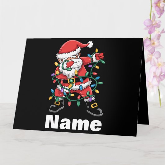 Dabbing Kerstman Grappig Gepersonaliseerd Kerstcad Kaart (Orchidee)