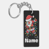 Dabbing Kerstman Grappig Gepersonaliseerd Kerstcad Sleutelhanger (Voorkant Links)