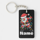 Dabbing Kerstman Grappig Gepersonaliseerd Kerstcad Sleutelhanger (Voorkant)