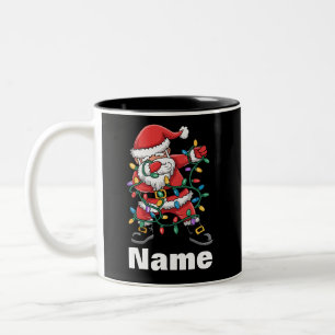 Dabbing Kerstman Grappig Gepersonaliseerd Kerstcad Tweekleurige Koffiemok