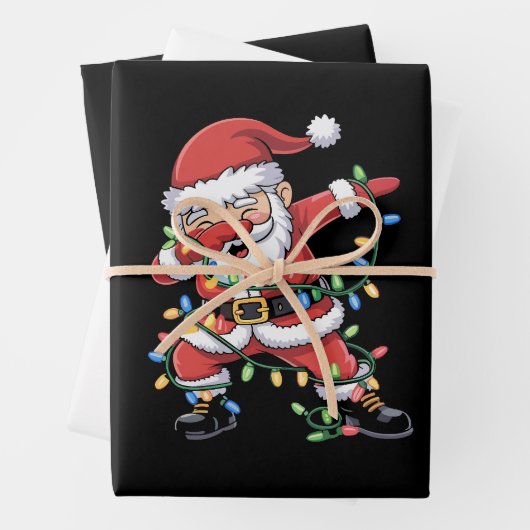 Dabbing Kerstman Grappige Kerstverlichting Inpakpapier Vel (In situ)