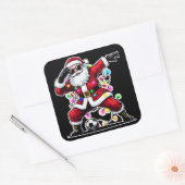 Dabbing Kerstman Kerstverlichting Voetbal Vierkante Sticker (Envelop)