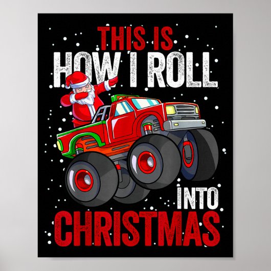 Dabbing Kerstman Monstertruck Jongens Kerst X Poster (Voorkant)