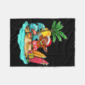 Dabbing Kerstman Peperkoek Flamingo Op Strand Zome Fleece Deken (Voorkant (Horizontaal))