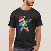 Dabbing Kerstman - Regenboog Kerstontwerp T-shirt (Voorkant)
