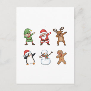 Dabbing Kerstman Sinterklaas Pinguïn Rudolph Sneeu Feestdagenkaart