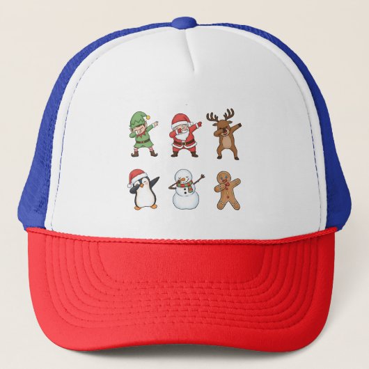 Dabbing Kerstman Sinterklaas Pinguïn Rudolph Sneeu Trucker Pet (Voorkant)