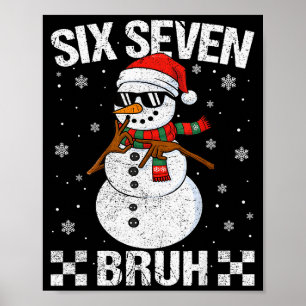 Dabbing Kerstman Sneeuwman 6 7 Meme Kerstmis Zes Z Poster