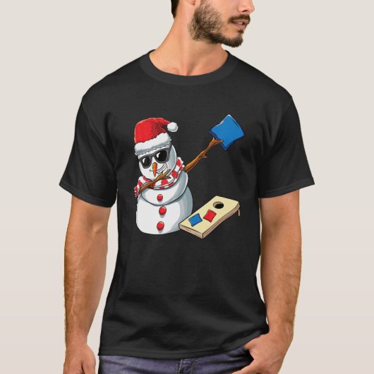 Dabbing kerstsnowman Dance Cornhole Xmas Corn T-shirt (Voorkant)