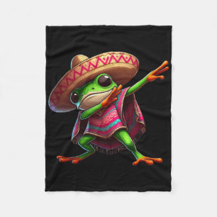 Dabbing Kikker Sombrero Poncho Cinco De Mayo Mexic Fleece Deken