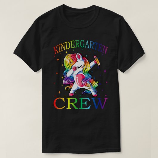 Dabbing KINDERGARTEN Crew Unicorn Tshirt 1e dag (Design voorkant)