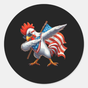 Dabbing Kip Kuiken Zonnig 4 juli Amerikaans Ronde Sticker