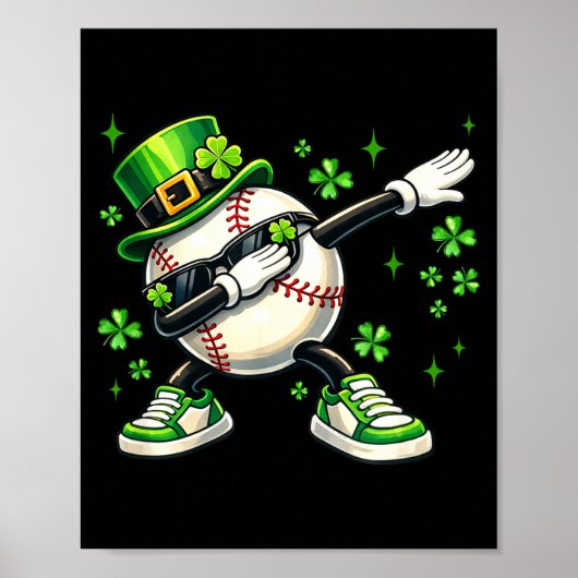 Dabbing klavertje baseball st patrick's day kinder poster (Voorkant)