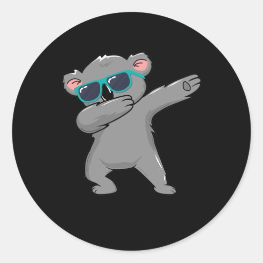 Dabbing Koala Beer met zonnebril Cool Koala Ronde Sticker (Voorkant)