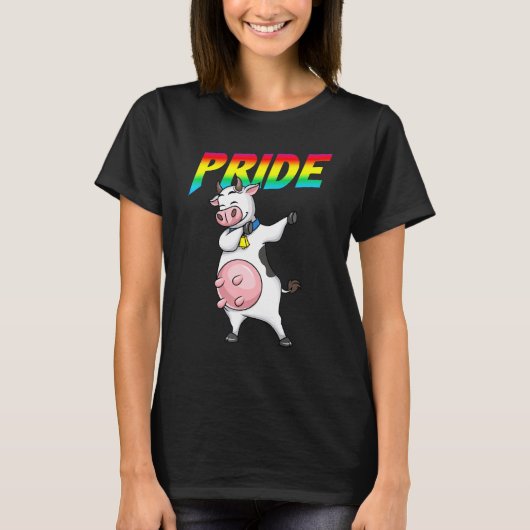 Dabbing Koe lesbische biseksuele homo LGBT Pride T-shirt (Voorkant)