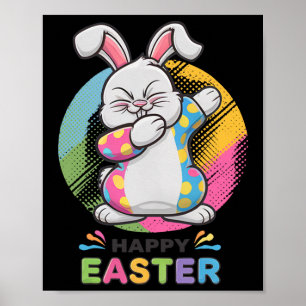 Dabbing Konijn Happy Paasdag Bunny Eggs Dab Boy Poster