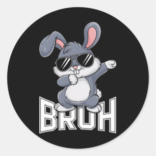 Dabbing Konijn Paas Bruh1 Ronde Sticker