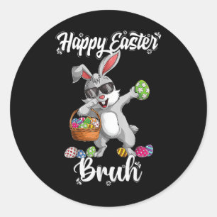 Dabbing Konijn Paasdag Bruh Eggs Dab Boys Girls Ronde Sticker