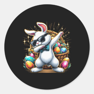 Dabbing Konijn Paashaas Eieren Zoeken Jongens Kind Ronde Sticker
