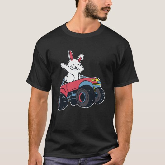 Dabbing Konijn Truck Racer Leuke Pasen Bunny Holid T-shirt (Voorkant)