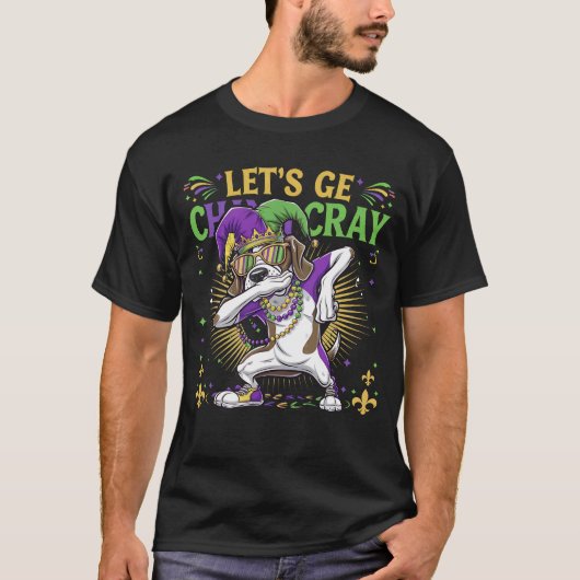 Dabbing Kortharige Pointer Mardi Gras Cray Cray T-shirt (Voorkant)