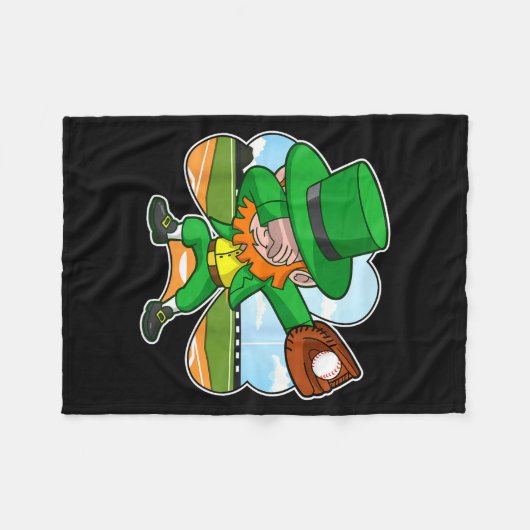 Dabbing Leprechaun Baseball St Patricks Day Irish Fleece Deken (Voorkant (Horizontaal))