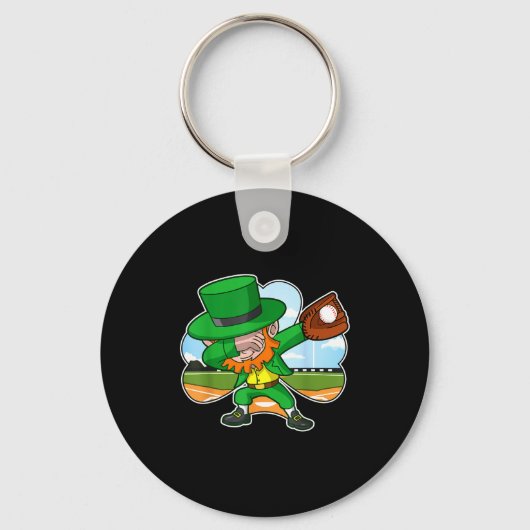 Dabbing Leprechaun Baseball St Patricks Day Irish Sleutelhanger (Voorkant)