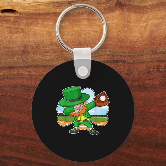 Dabbing Leprechaun Baseball St Patricks Day Irish Sleutelhanger (Voorkant)