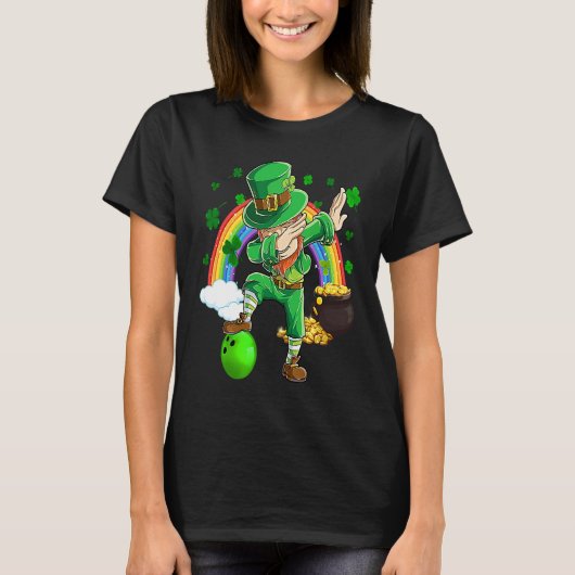 Dabbing Leprechaun Bowling Ball Saint Patricks Day T-shirt (Voorkant)