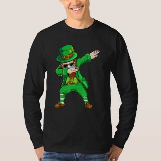 Dabbing Leprechaun Face Masker St Patrick's Day Bo T-shirt (Voorkant)