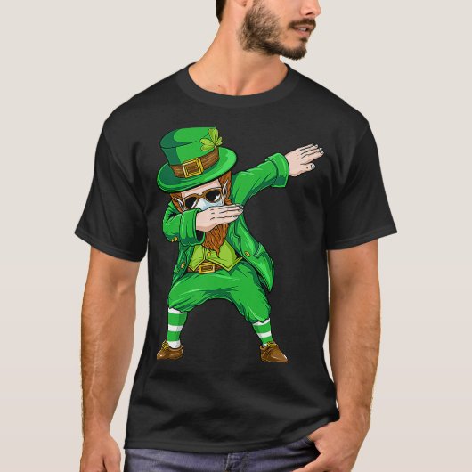 Dabbing leprechaun Face Masker St Patrick's Day Bo T-shirt (Voorkant)