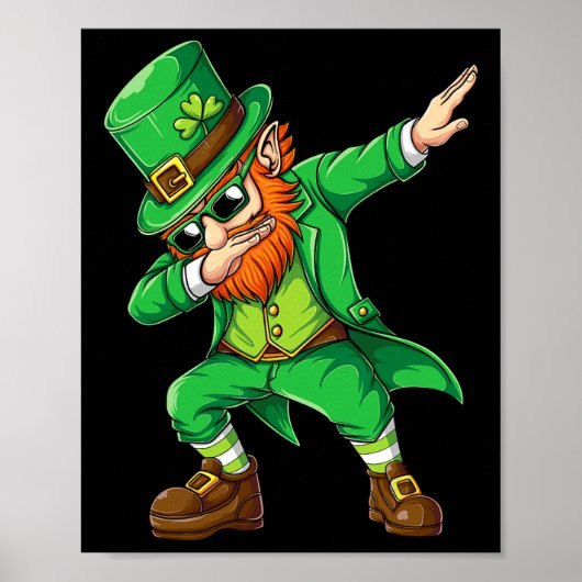 Dabbing Leprechaun Funny Gifts Mannen Kinder Jonge Poster (Voorkant)