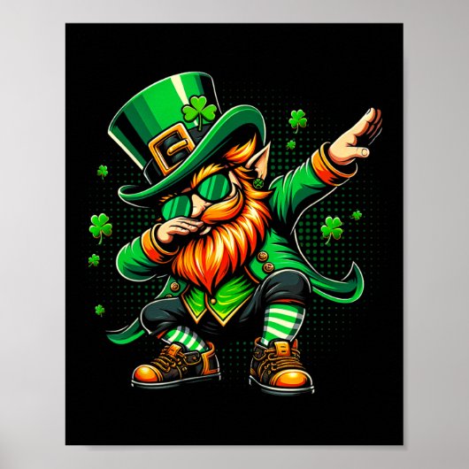 Dabbing Leprechaun Funny Gifts Mannen Kinder Jonge Poster (Voorkant)