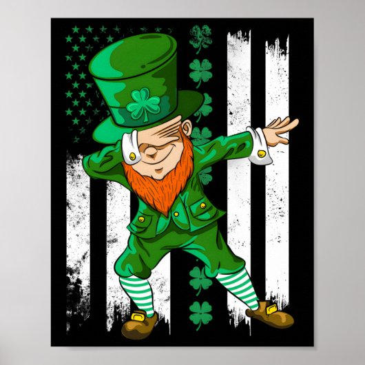 Dabbing Leprechaun Funny Gifts Mannen Kinder Jonge Poster (Voorkant)