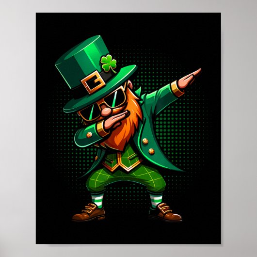 Dabbing Leprechaun Funny Gifts Mannen Kinder Jonge Poster (Voorkant)