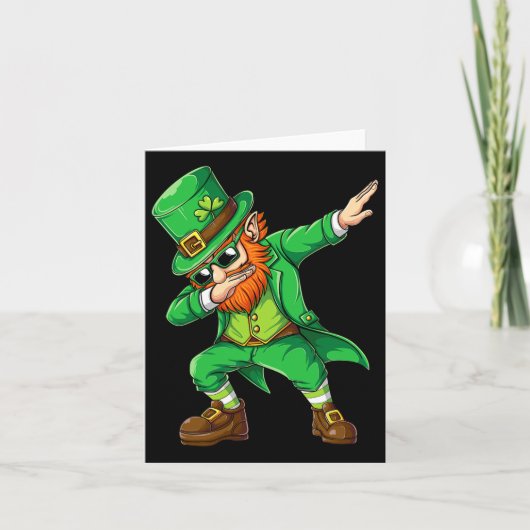 Dabbing Leprechaun Grappige Cadeaus Mannen Kindere Kaart (Voorkant)