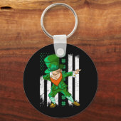 Dabbing Leprechaun Grappige Cadeaus Mannen Kindere Sleutelhanger (Voorkant)