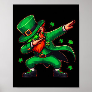 Dabbing Leprechaun Grappige Mannen Kinder Boys St Poster