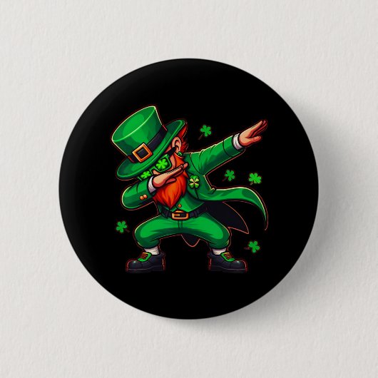 Dabbing Leprechaun Grappige Mannen Kinder Boys St Ronde Button 5,7 Cm (Voorkant)