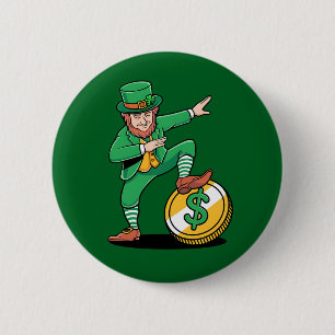 Dabbing Leprechaun Grappige St. Patrick's Dag Ronde Button 5,7 Cm