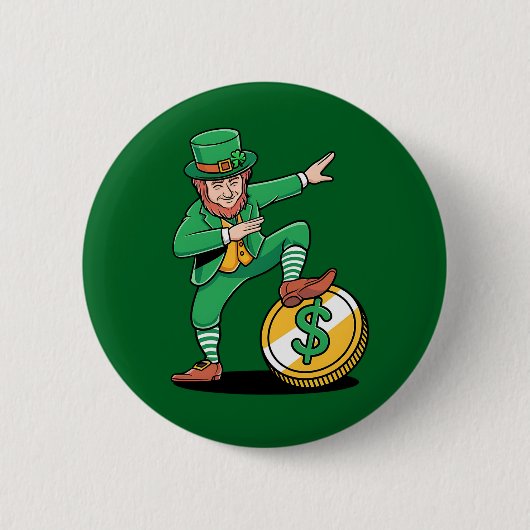 Dabbing Leprechaun Grappige St. Patrick's Dag Ronde Button 5,7 Cm (Voorkant)