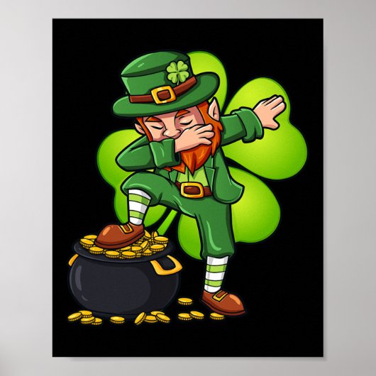 Dabbing Leprechaun met klaver St Patrick's Day Poster (Voorkant)