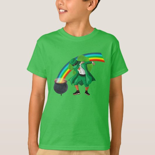 Dabbing Leprechaun Rainbow Pot of Gold T-shirt (Voorkant)