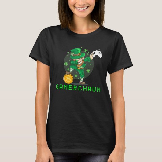 Dabbing Leprechaun Shenanigans Gamerchaun Unicorn T-shirt (Voorkant)