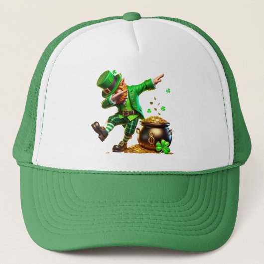 Dabbing Leprechaun St. Paddy's Day Pot of Gold Trucker Pet (Voorkant)