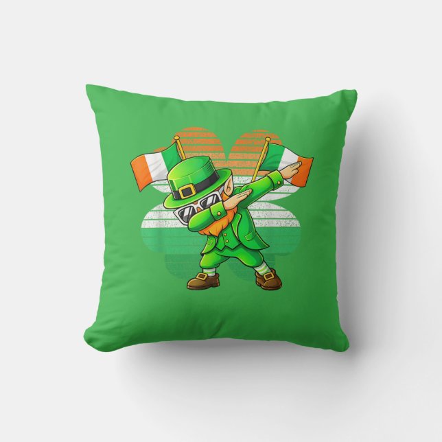 Dabbing Leprechaun voor Kinderen Jongens Mannen Je Kussen (Voorkant)